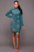 Winslow Hunter Green Jeweled Quilted Dress
